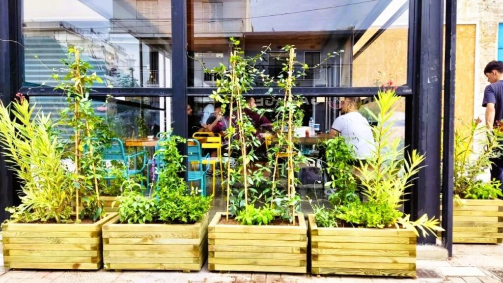 Green facade for espresso bar@ Ilioupoli