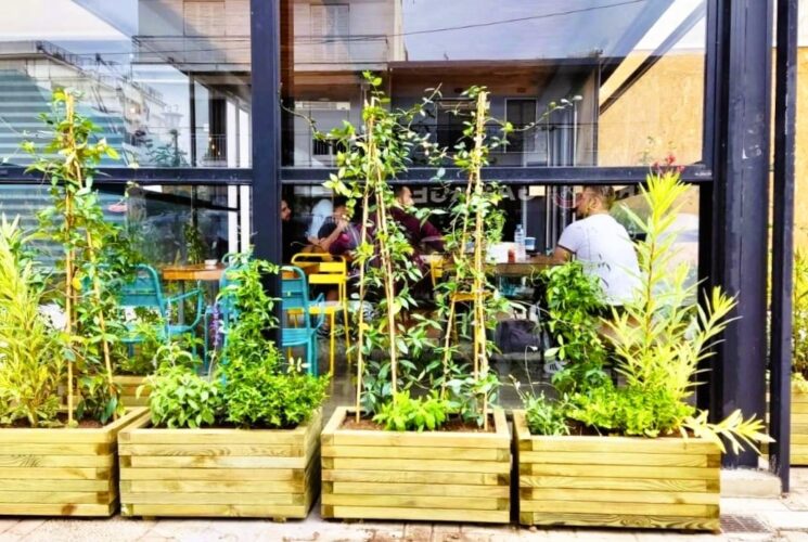 Green facade for espresso bar@ Ilioupoli